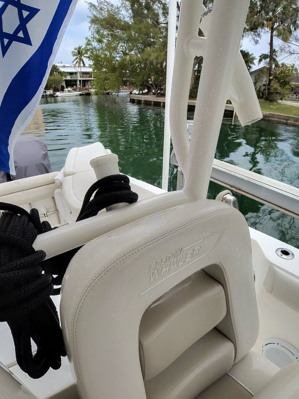 Clean detailed helm seating on a Boston Whaler